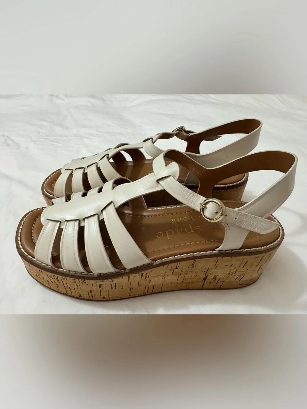 Kate Spade New York Mabel Platform Parchment Leather Sandals 7